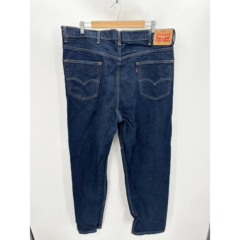 Levi's 550 Relaxed‎ Fit Dark Wash Stretch Jeans Mens 42x31 Blue 5-Pocket Denim